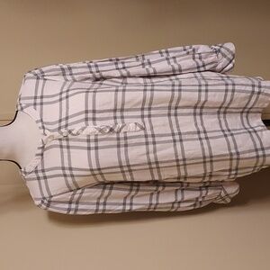 Talbots Gray, Pink And White Paid Popover Blouse